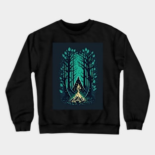 Creepy Forest Campfire Crewneck Sweatshirt